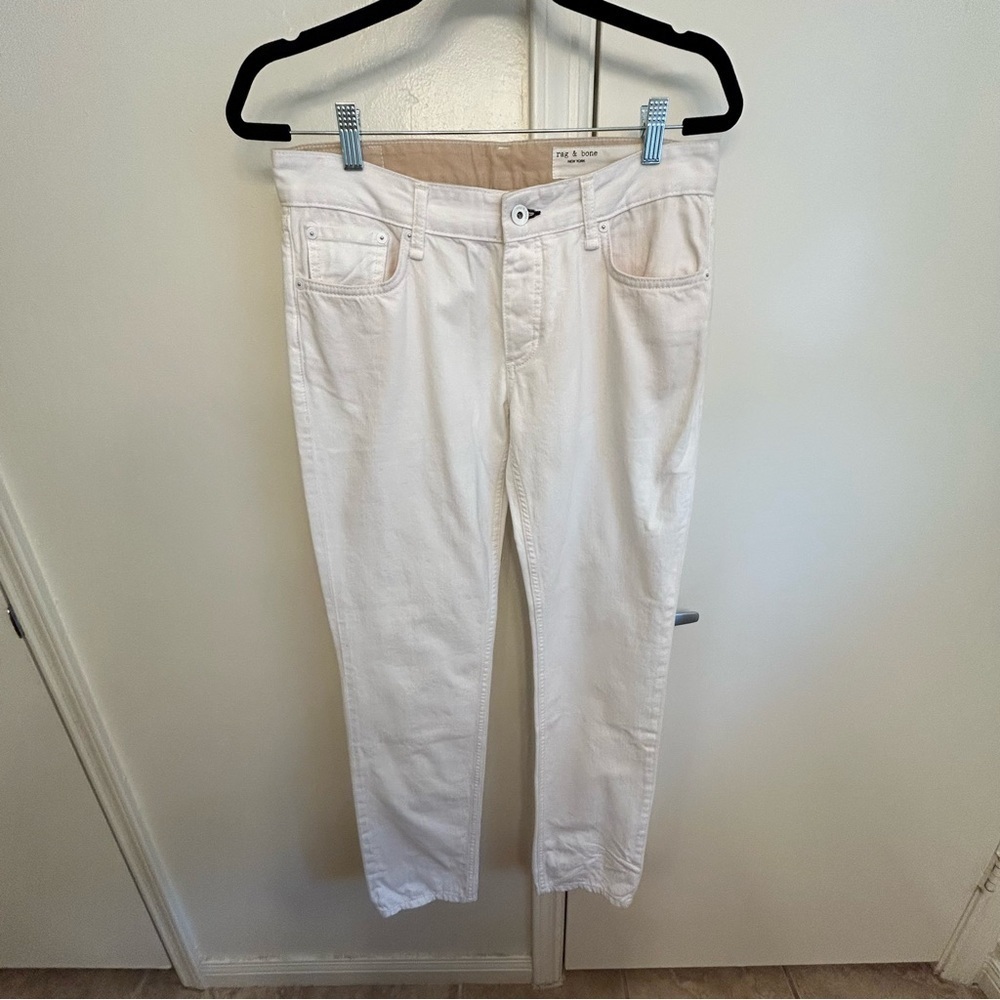 NWT Rag & Bone Piper Low Rise Straight Jeans Bright White Ankle Size 26